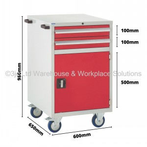 Euroslide Storage Cabinet Mobile 2 Drawers & Cupboard